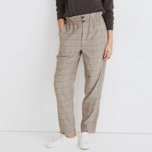 Madewell Paperbag Tapered High Rise Ankle Pants in Glen Plaid Size 12